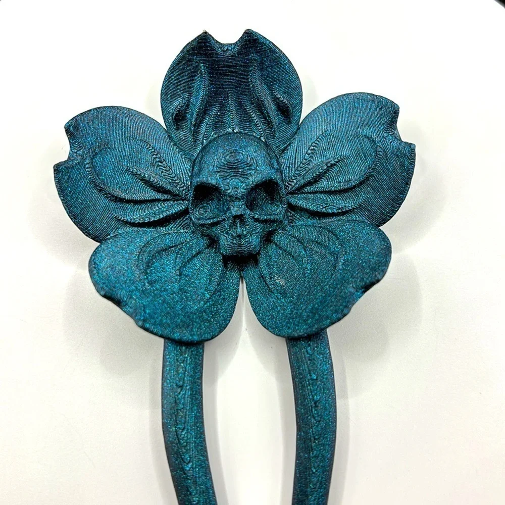 Skull Flower Hair Pin– Gothic  3D Printed Hair Accessory 🌸💀